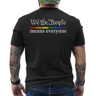 We The People Means Everyone Gay Pride Flag Men's Crewneck Short Sleeve Back Print T-shirt - Monsterry