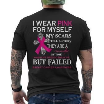 I Wear Pink For Myself My Scars Tell A Story Men's T-shirt Back Print - Monsterry UK