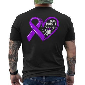 I Wear Purple For My Dad Daddy Pancreatic Cancer Awareness Men's T-shirt Back Print - Thegiftio UK