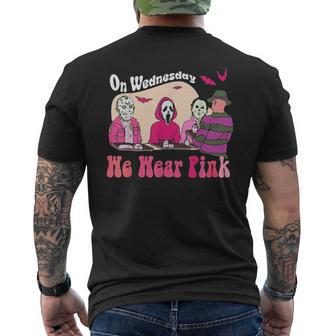On Wednesday We Wear Pink Halloween Character Men's T-shirt Back Print | Mazezy
