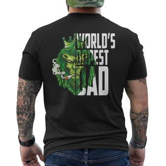 Weed Dad Fathers Day Worlds Dopest Dad Stoner Dad For Women Men's Back Print T-shirt | Mazezy