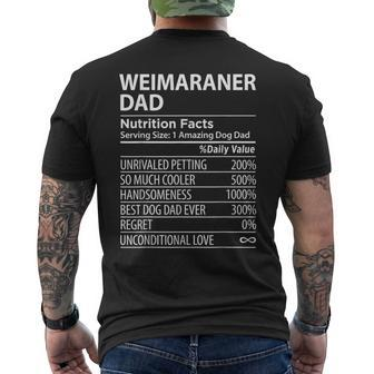Weimaraner Dad Nutrition Facts Funny Weimaraner Dog Owner Mens Back Print T-shirt - Seseable