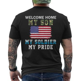 Welcome Home My Son Soldier Homecoming Reunion Army Us Flag Men's Back Print T-shirt | Mazezy