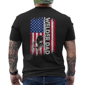 Welder Dad American Flag Welding Daddy Fathers Day Mens Back Print T-shirt - Seseable