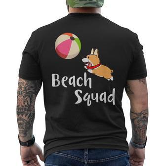 Welsh Corgi Dogs Beach Squad Summer Vacation Gift Outdoors Mens Back Print T-shirt | Mazezy