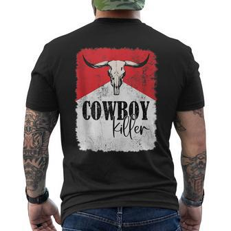 Western Southern Bull Skull Cowboy Killer Cowgirl Rodeo Rodeo Funny Gifts Mens Back Print T-shirt | Mazezy