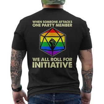 When Someone Attacks One Party Member We Roll For Initiative Men's T-shirt Back Print - Seseable