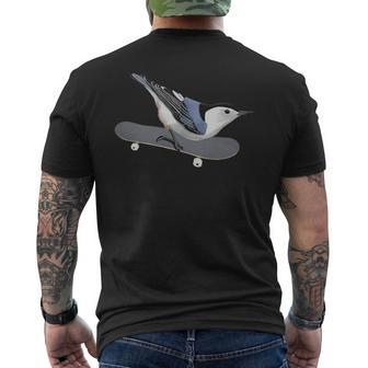 White-Breasted Nuthatch Bird Skateboard Birdwatcher Animal Men's T-shirt Back Print | Mazezy