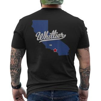 Whittier California Ca Map Men's T-shirt Back Print | Mazezy