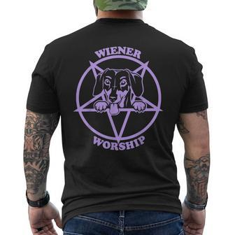 Wiener Worship Cute Dachshund Dog Men's T-shirt Back Print - Seseable