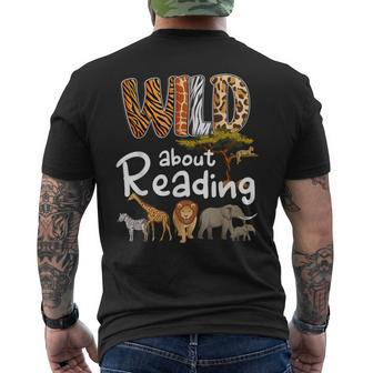 Wild About Reading Books Reader Lover Bookworm Librarian Men Men's T-shirt Back Print | Mazezy