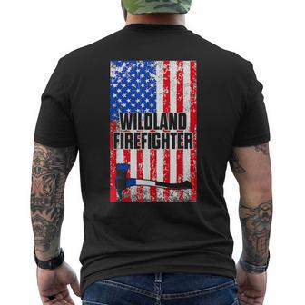Wildland Firefighter Pride Firefighting Fireman Mens Back Print T-shirt | Mazezy