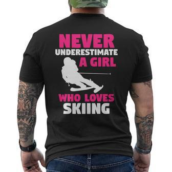 Winter Sport | Never Underestimate A Girl Who Loves Skiing Skiing Funny Gifts Mens Back Print T-shirt | Mazezy