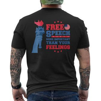 Womens Free Speech More Important Than Your Feelings 4Th July Usa Mens Back Print T-shirt | Mazezy