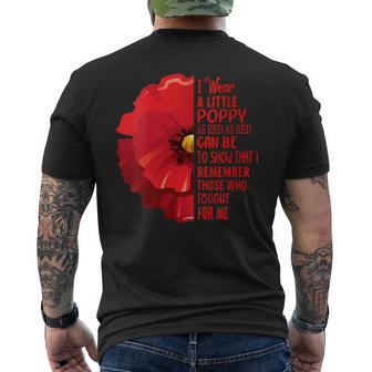 Womens Veterans Day Lest We Forget Red Poppy Flower Usa Memorial  Mens Back Print T-shirt