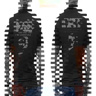 I Won't Cause Any Treble Vintage Gray Bass Player Men's T-shirt Back Print | Mazezy