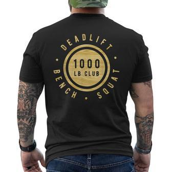 Woodgrain 1000Lb Club Powerlifter Squat Bench Deadlift Men's T-shirt Back Print | Mazezy