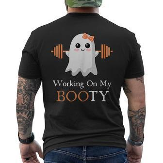 Working On My Booty Boo-Ty Halloween Gym Ghost Pun Men's T-shirt Back Print - Seseable