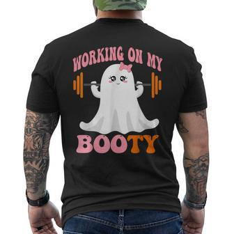 Working On My Booty Boo-Ty Ghost Boo Gym Lover Halloween Men's T-shirt Back Print - Monsterry DE