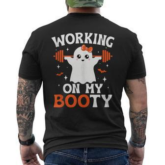 Working On My Booty Halloween Ghost Gym Workout Men's T-shirt Back Print - Seseable