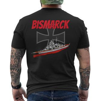 World War 2 German Bismarck Ship Model Ww2 Battleship Boys Men's T-shirt Back Print | Mazezy