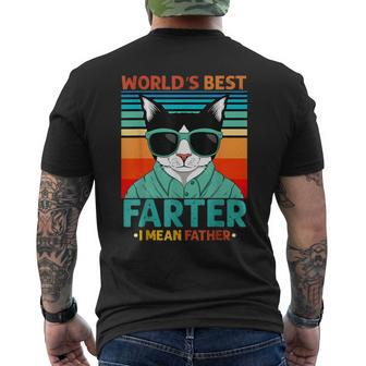 Worlds Best Farter I Mean Father Best Cat Dad Ever Mens Back Print T-shirt | Mazezy CA