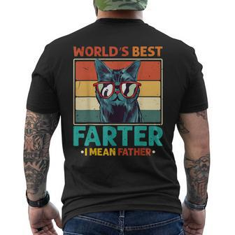 Worlds Best Farter I Mean Father T Best Cat Dad Ever Mens Back Print T-shirt | Mazezy