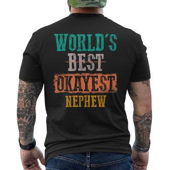 Worlds Best Okayest Nephew Vintage Funny Gifts Mens Back Print T-shirt | Mazezy