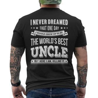 Worlds Best Uncle - Gift For Uncle & Brother Mens Back Print T-shirt | Mazezy