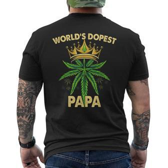 Worlds Dopest Papa Cannabis 420 Fathers Day Weed Dad Mens Back Print T-shirt - Seseable