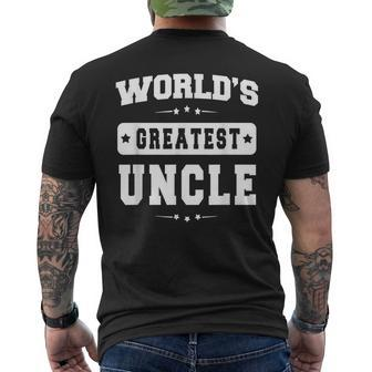 Worlds Greatest Uncle Fathers Day Gift Grandpa Men Mens Back Print T-shirt | Mazezy