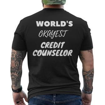 World's Okayest Credit Counselor Men's T-shirt Back Print | Mazezy