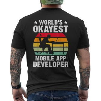World's Okayest Mobile App Developer Men's T-shirt Back Print | Mazezy