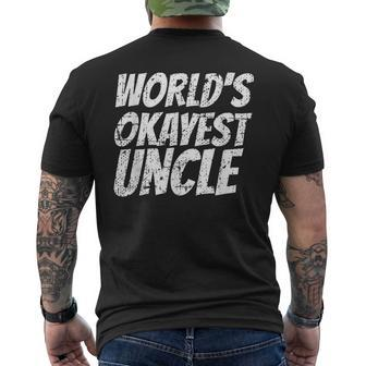 Worlds Okayest Uncle Cute Proud Uncle Lovers Mens Back Print T-shirt | Mazezy