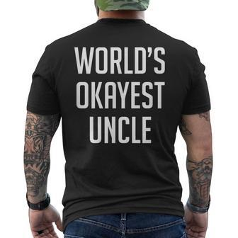 Worlds Okayest Uncle - Funny Mens Back Print T-shirt | Mazezy