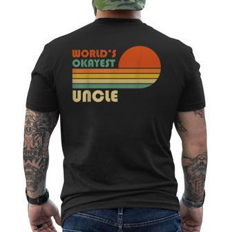 Worlds Okayest Uncle - Funny Retro Vintage Mens Back Print T-shirt | Mazezy