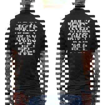 Worlds Okayest Uncle Funny Uncle Mens Back Print T-shirt | Mazezy