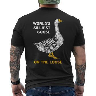 Worlds Silliest Goose On The Loose Mens Back Print T-shirt | Mazezy