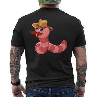 Worm With A Mustache Funny Worm With A Mustache Mens Back Print T-shirt - Seseable