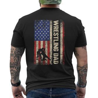 Wrestling Dad Usa American Flag Wrestle Men Fathers Day   Mens Back Print T-shirt