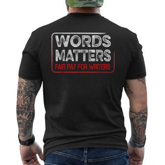 Writers Guild Of America Strike Words Matters Fair Pay Wga Men's T-shirt Back Print | Mazezy