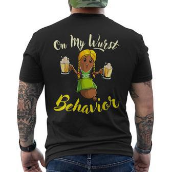 On My Wurst Behavior Bratwurst German Oktoberfest Men's T-shirt Back Print | Mazezy