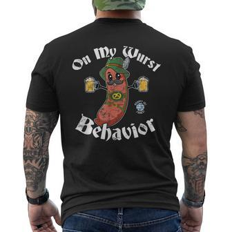 On My Wurst Behavior Bratwurst Oktoberfest Men's T-shirt Back Print - Monsterry