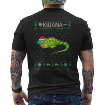 Xmas Iguana Ugly Christmas Sweater Party Men's T-shirt Back Print - Monsterry