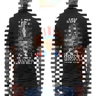 Xmas Merry Christmas Funny Happy 4Th Of July Anti Joe Biden Mens Back Print T-shirt | Mazezy