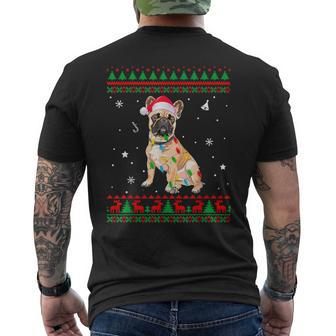 Xmas Ugly Sweater Christmas Lights French Bulldog Dog Lover Men's T-shirt Back Print - Monsterry