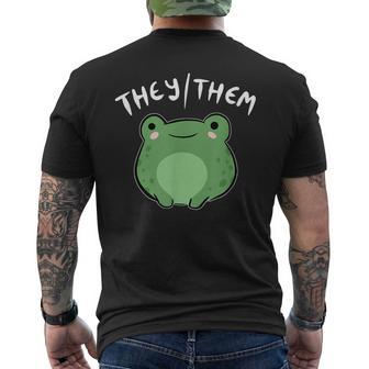 They Them Pronouns Frog Cute Nonbinary Queer Aesthetic Men's Back Print T-shirt