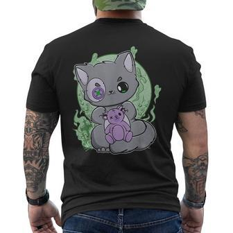 Yami Kawaii Cat With Goth Teddy Bear For Cute Horror Fans Teddy Bear Men's T-shirt Back Print | Mazezy