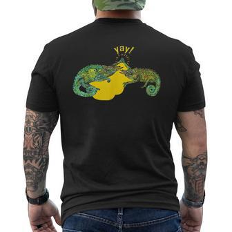 Yay High-Fiving Jackson Chameleons Awesome Animal Men's T-shirt Back Print | Mazezy