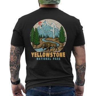 Yellowstone National Park Bison Retro Hiking Camping Outdoor Mens Back Print T-shirt - Seseable
